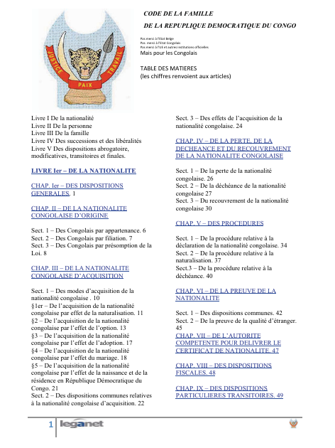 2016 Code De La Famille De La République Démocratique Du Congo