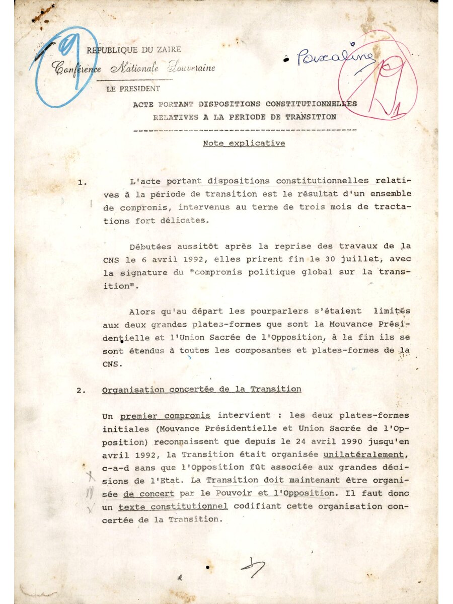 1992 08 14 Acte Portant Dispositions Constitutionnelles Relatives A La Période De Transition Note explicative 1563495655