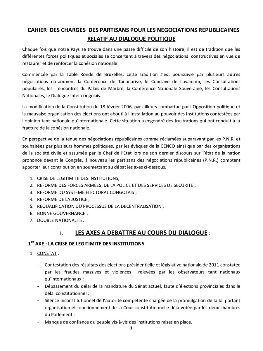2013 Cahier Des Charges Des Partisans Pour Les Négociations Républicaines Relatif Au Dialogue Politique 1505334624