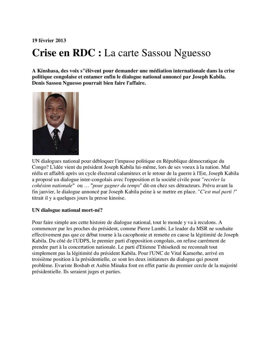2013 02 19 AFRIKARABIA Crise En Rdc la carte Sassou Nguesso  1903554723