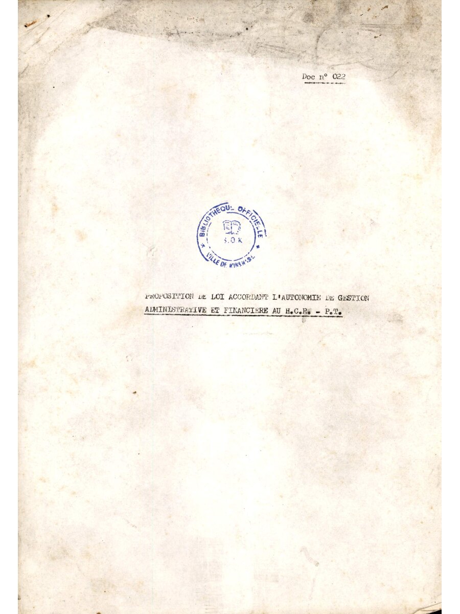 S.D. Proposition De Loi Accordant L Autonomie De Gestion Administrative Et Financiere Au H C R PT 1212763564