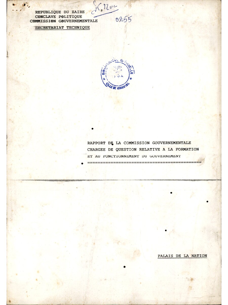 1993 03 14 CONCLAVE POLITIQUE Rapport De La Commission Gouvernementale Chargee Des Questions Relatives A La Formation Et Au Fonctionement Du Gouvernement  41300350